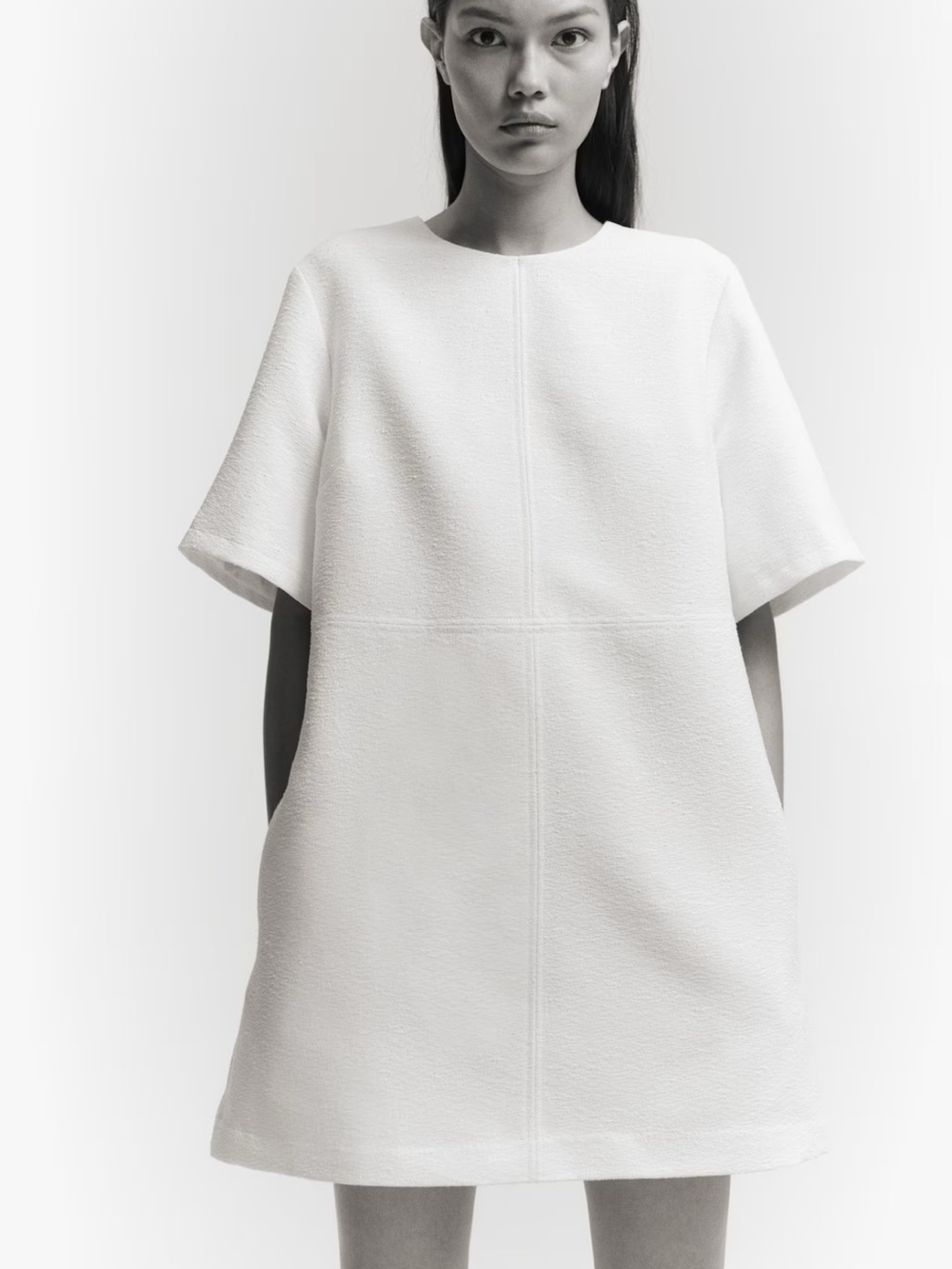 Ivory Minimalist White Shift Dress - Clean A-Line Silhouette
